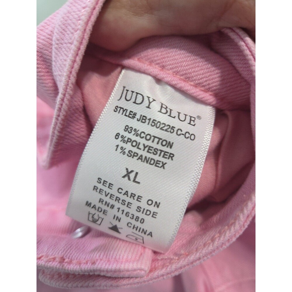 Judy Blue Mid Rise Garment Dyed pink Frayed Hem Shorts - Picture 6 of 6